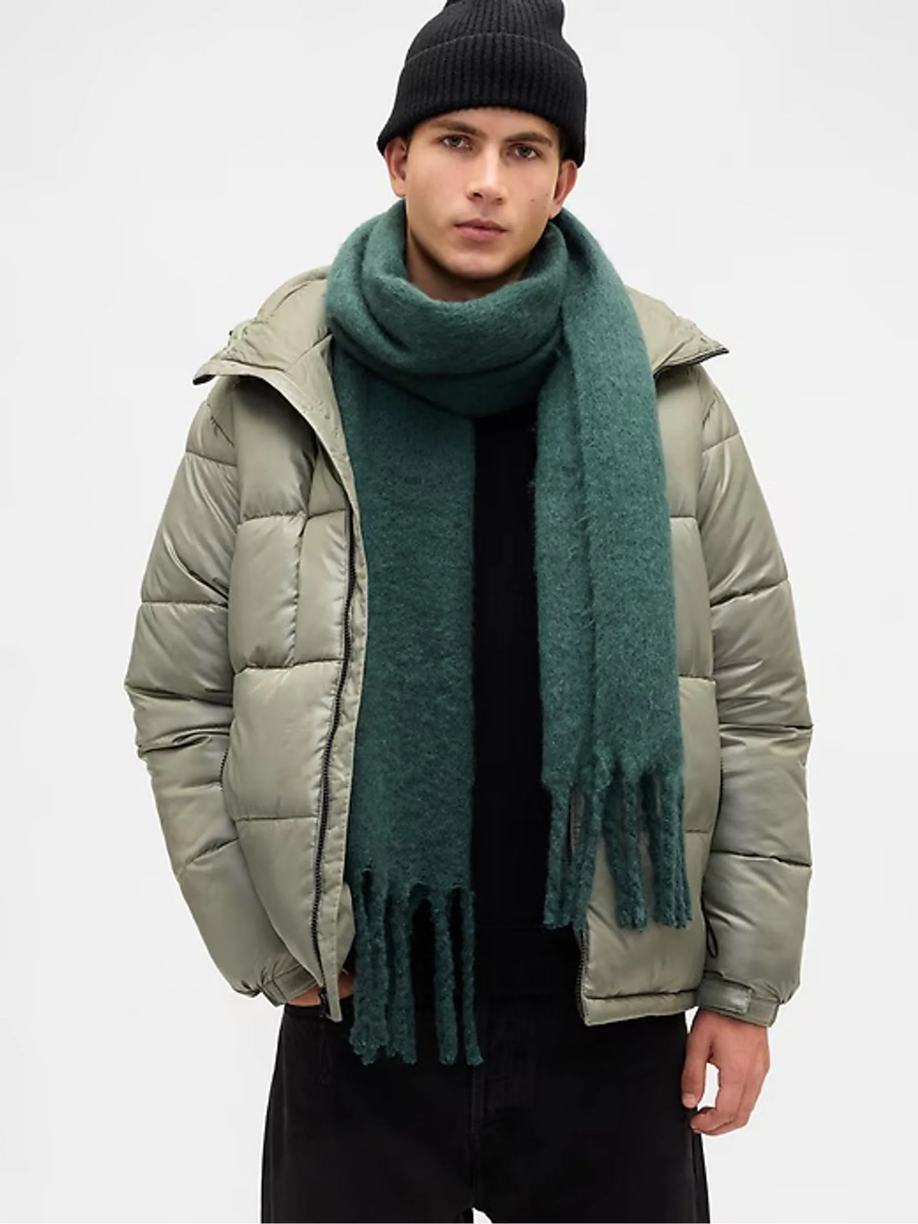 Groen - Gap Brushed Fringe Scarf with Wool