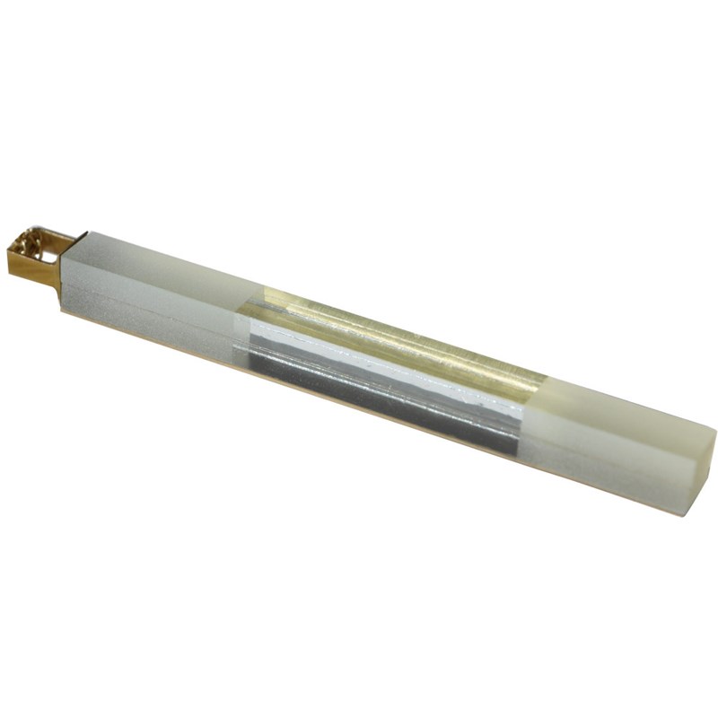 Sautoir Rectangle en Laiton et Verre Feuilleté Transparent