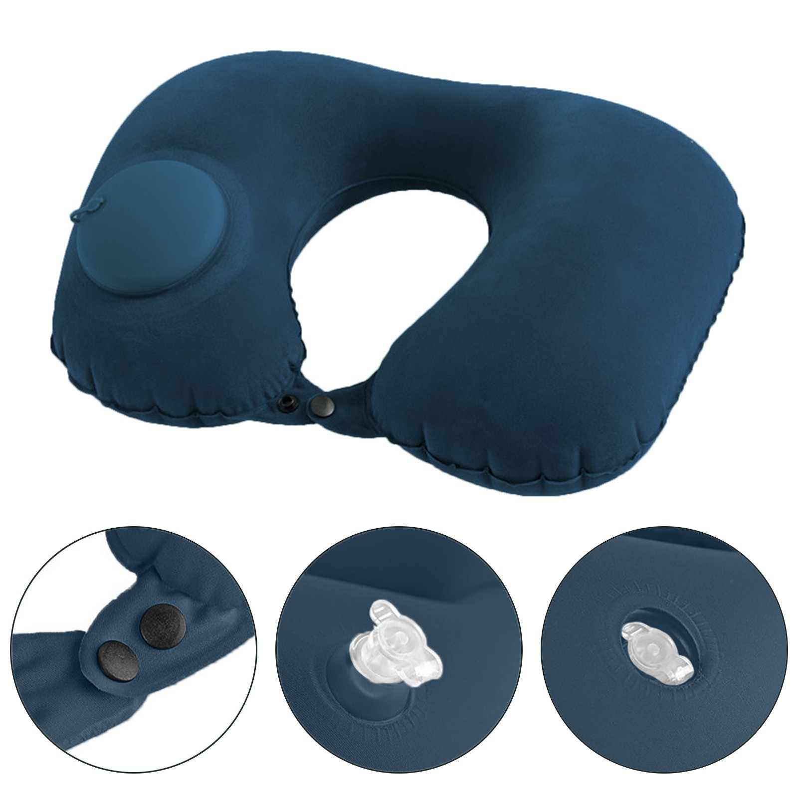 (2er Set) Aufblasbare Nackenkissen Reise Nackenhörnchen - Grau / Blau