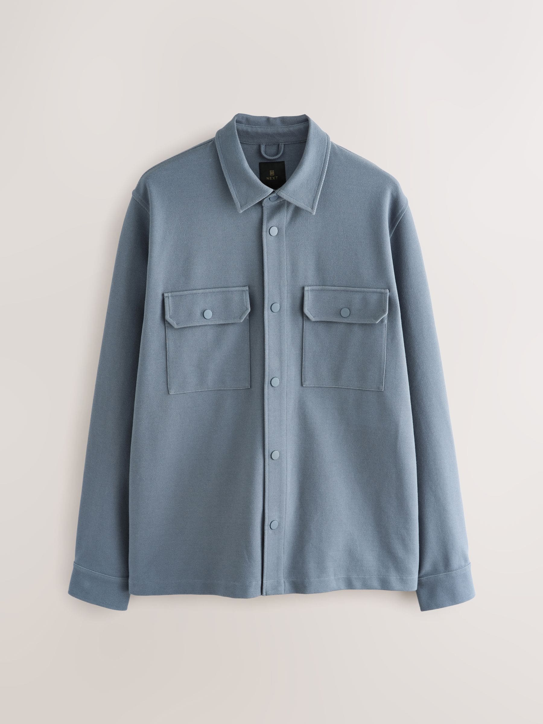 Blauw - Jersey keperstof Overshirt met drukknopen