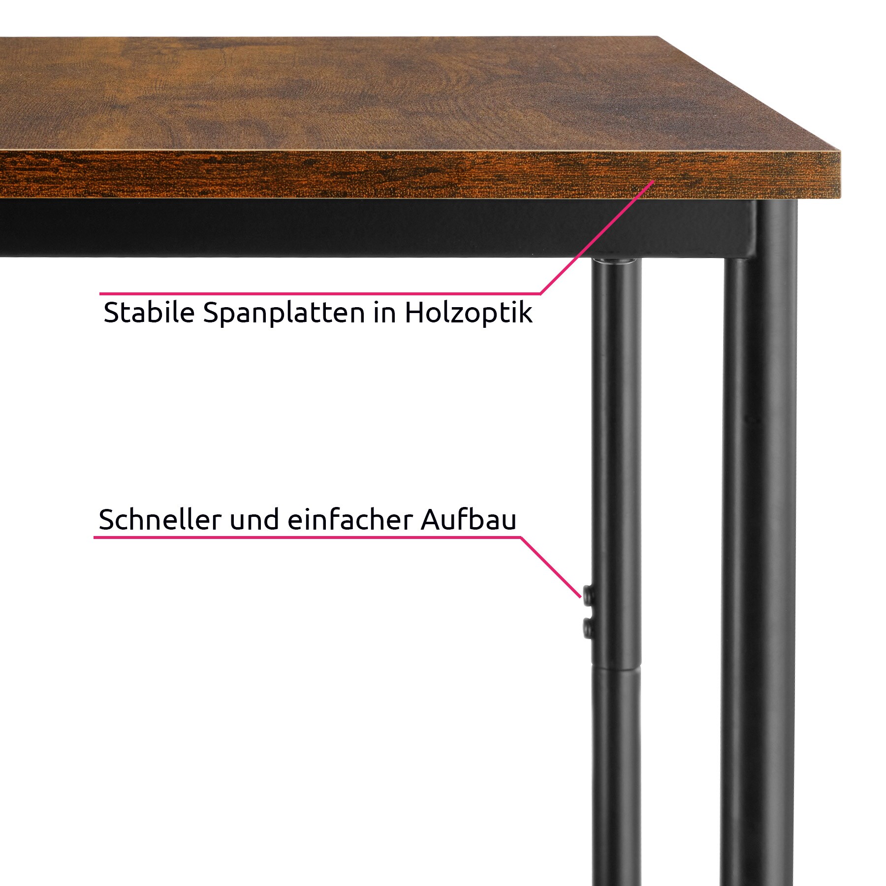 tectake® Beistelltisch, Industrial Style, mit 2 Ablagen, 38,5 x 30 x 51,5 cm