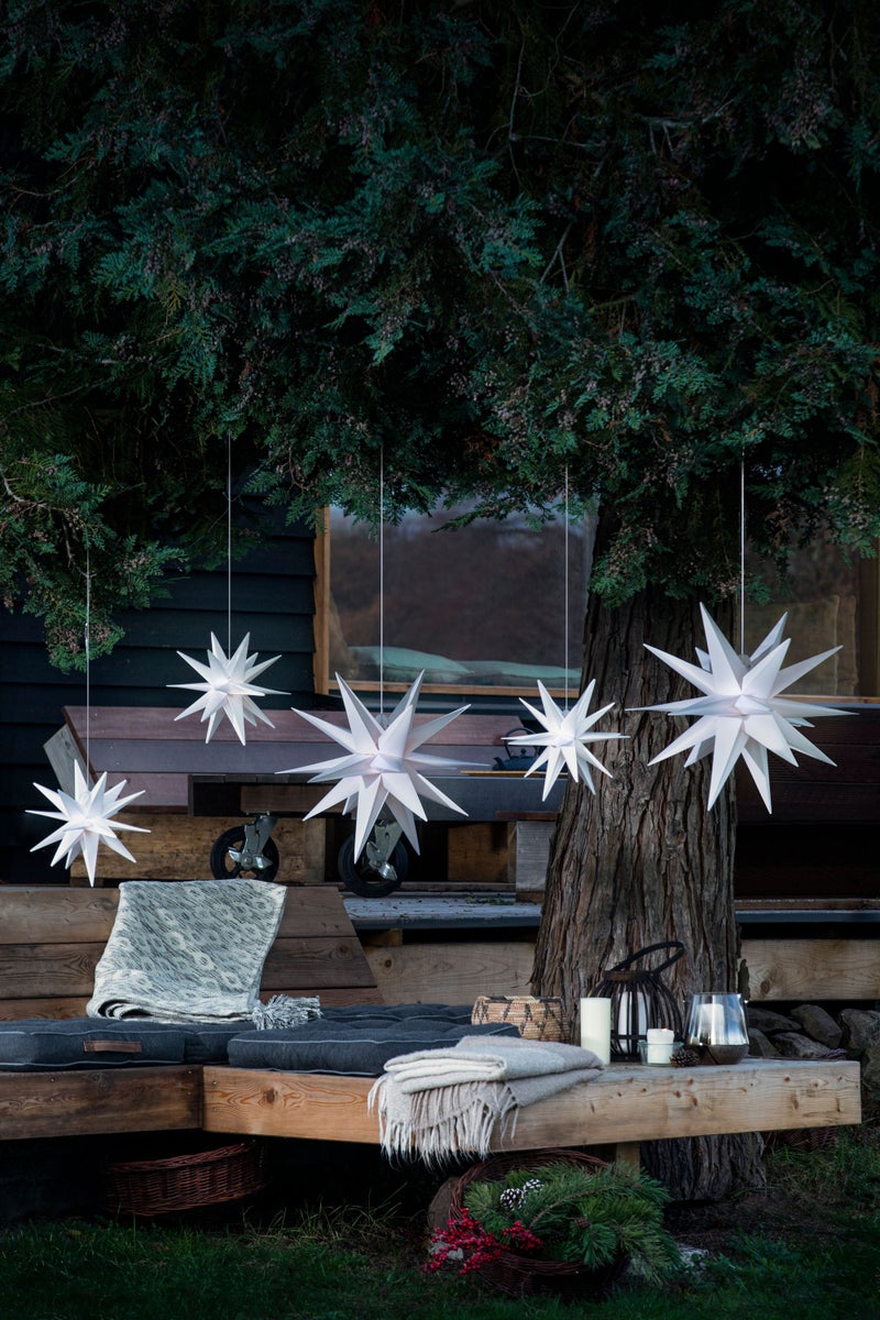 Sterntaler Decoratieve Ster | Kunststof Kerstster | 18 Punten | Opvouwbare Ster | 25cm | Binnen- en Buitengebruik | LED | Netstekker
