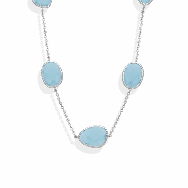 Collier Argent Victoria Cristal Vert Eau