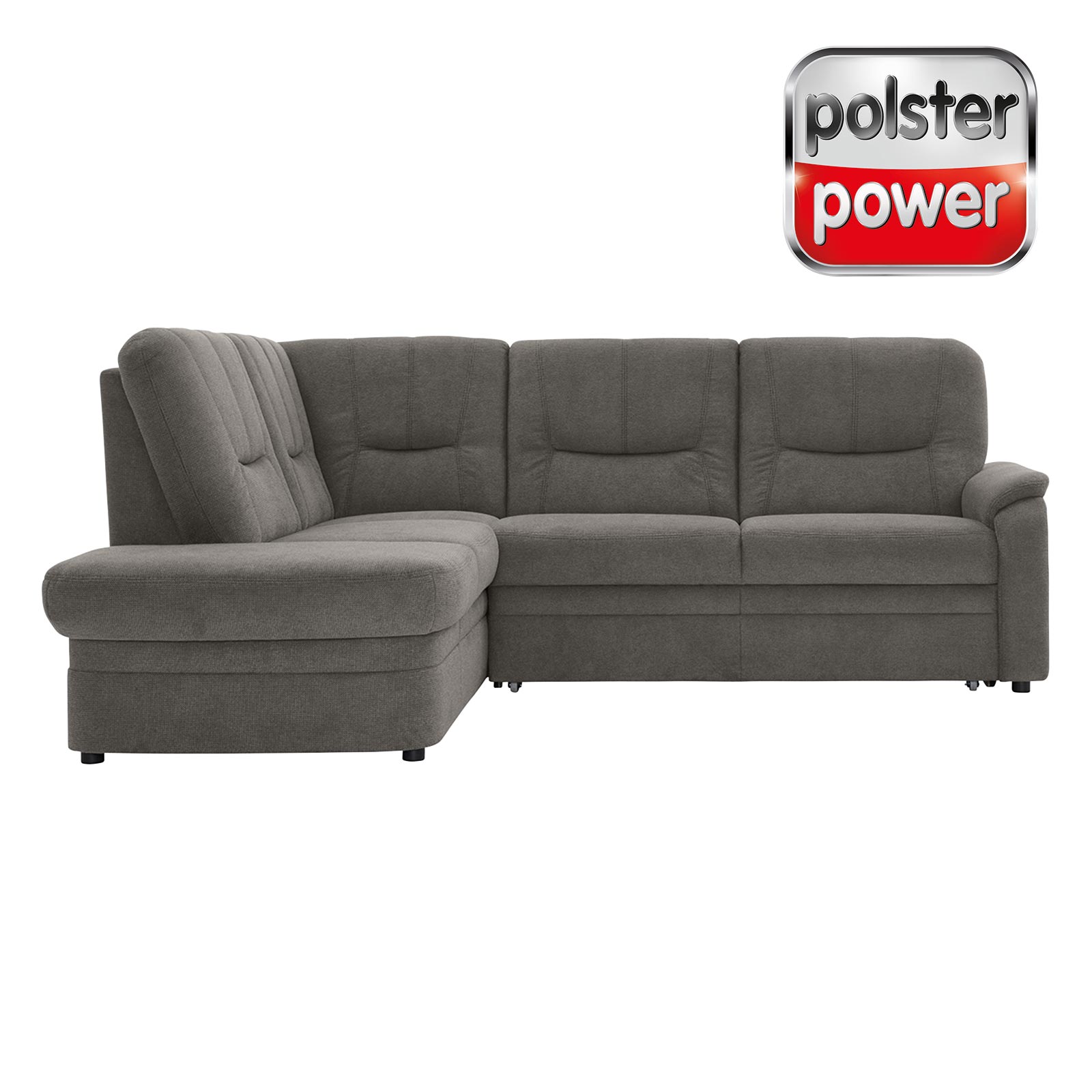 polsterpower Ecksofa - Belle grey - Basismodell - Ottomane links
