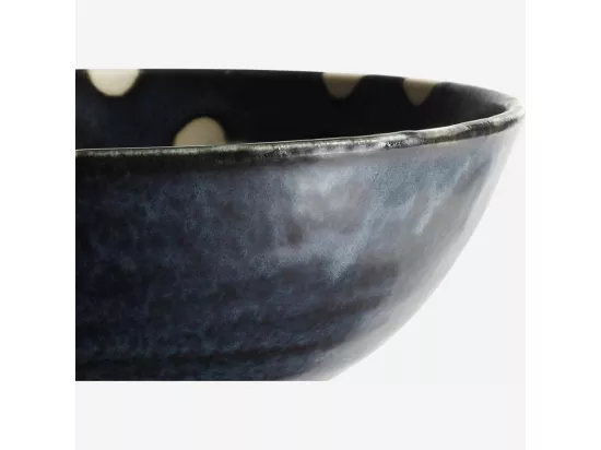 HABITAT - Bol en porcelaine - Bleu marine et pois blancs - 17,5 cm (Lot de 5) - Pinako