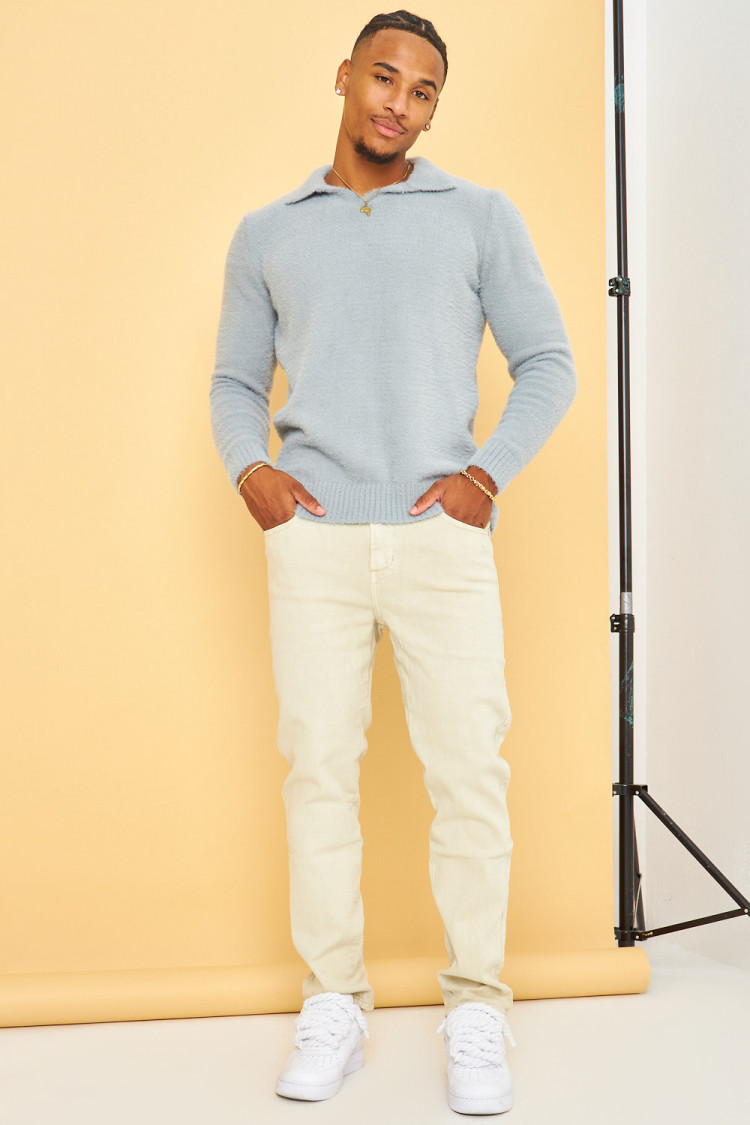 Jeans coupe droite beige clair
