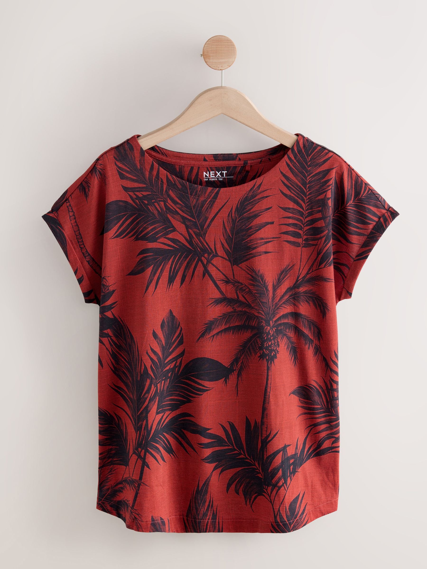Roze/Groen/Wit/Geel strepen/palmprint - Set van 5 T-shirts met kapmouwtjes