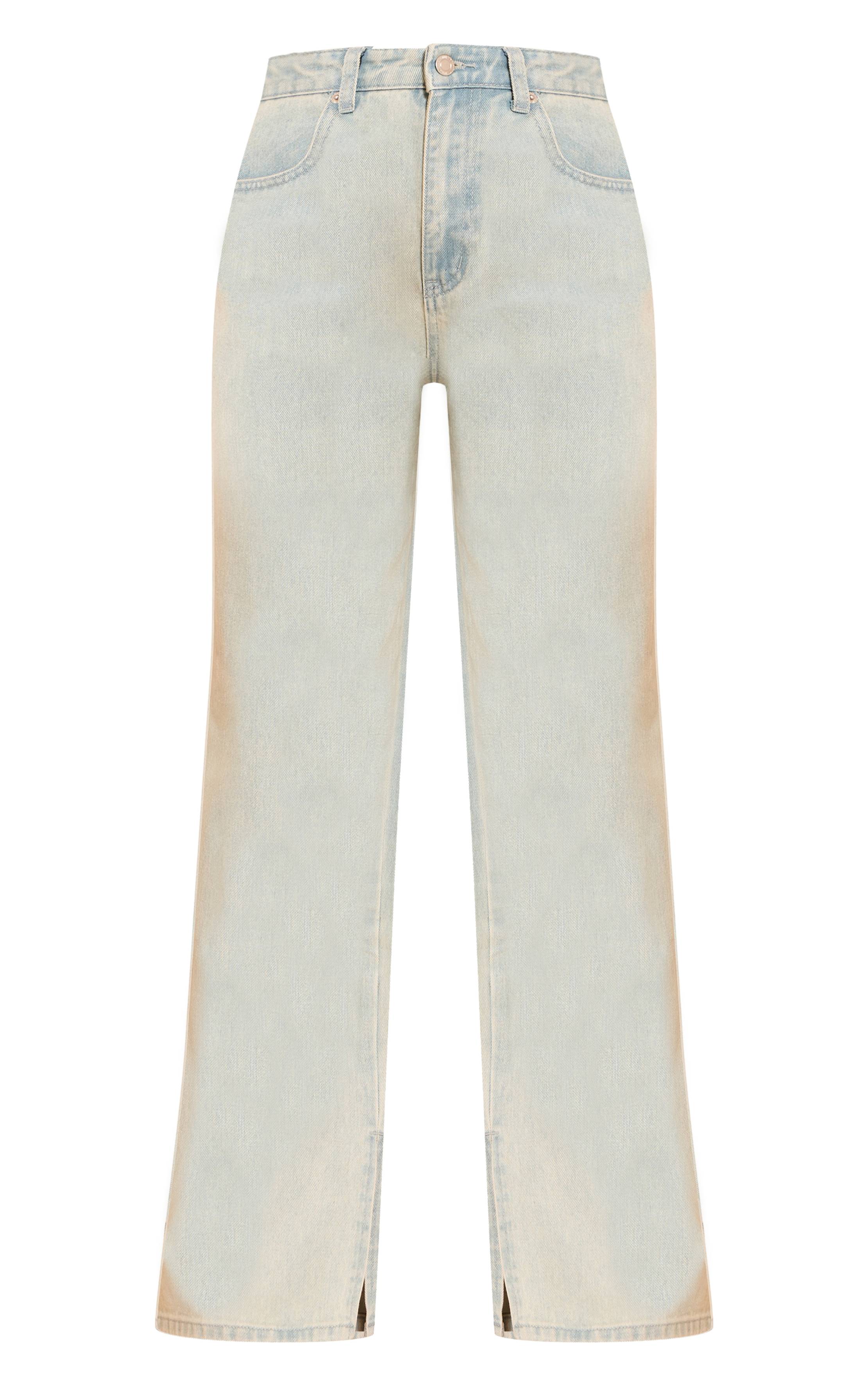 Délavage Vintage Jean Boyfriend Taille Haute À Ourlet Fendu
