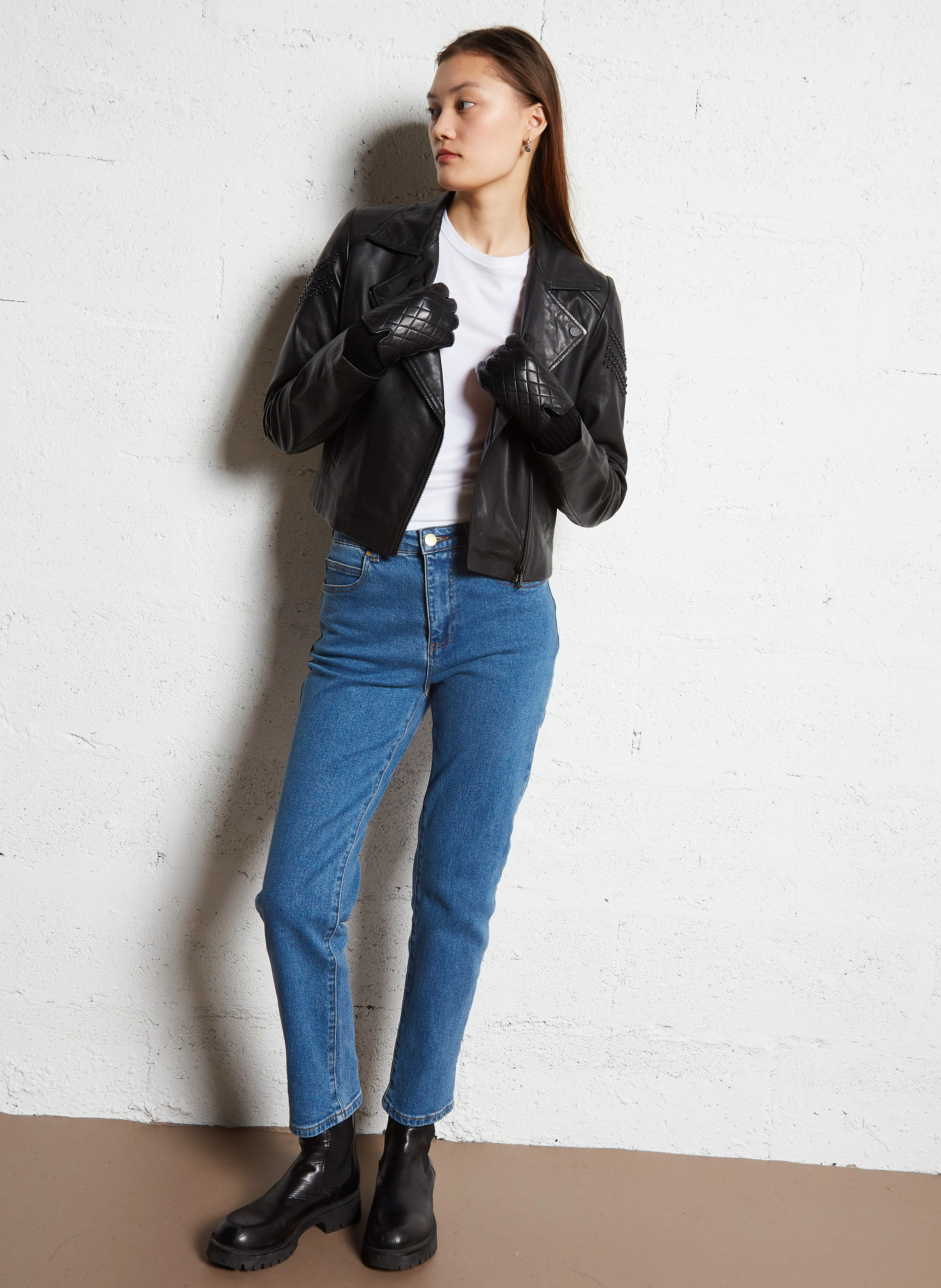 Veste en cuir| Noir
