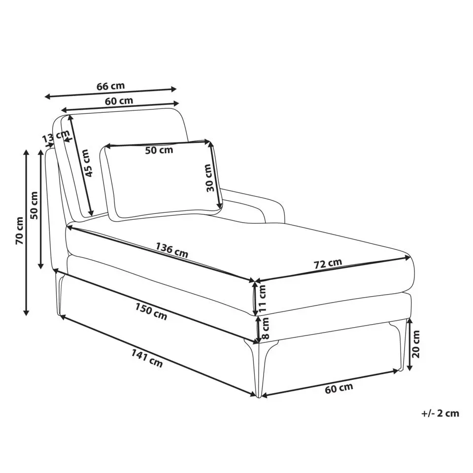 EWRON - Chaise longue - Zandbeige - Linkszijdig - Bouclé