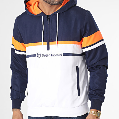 Veste Capuche Col Zippé Frannie 40132 Bleu Marine Blanc Orange