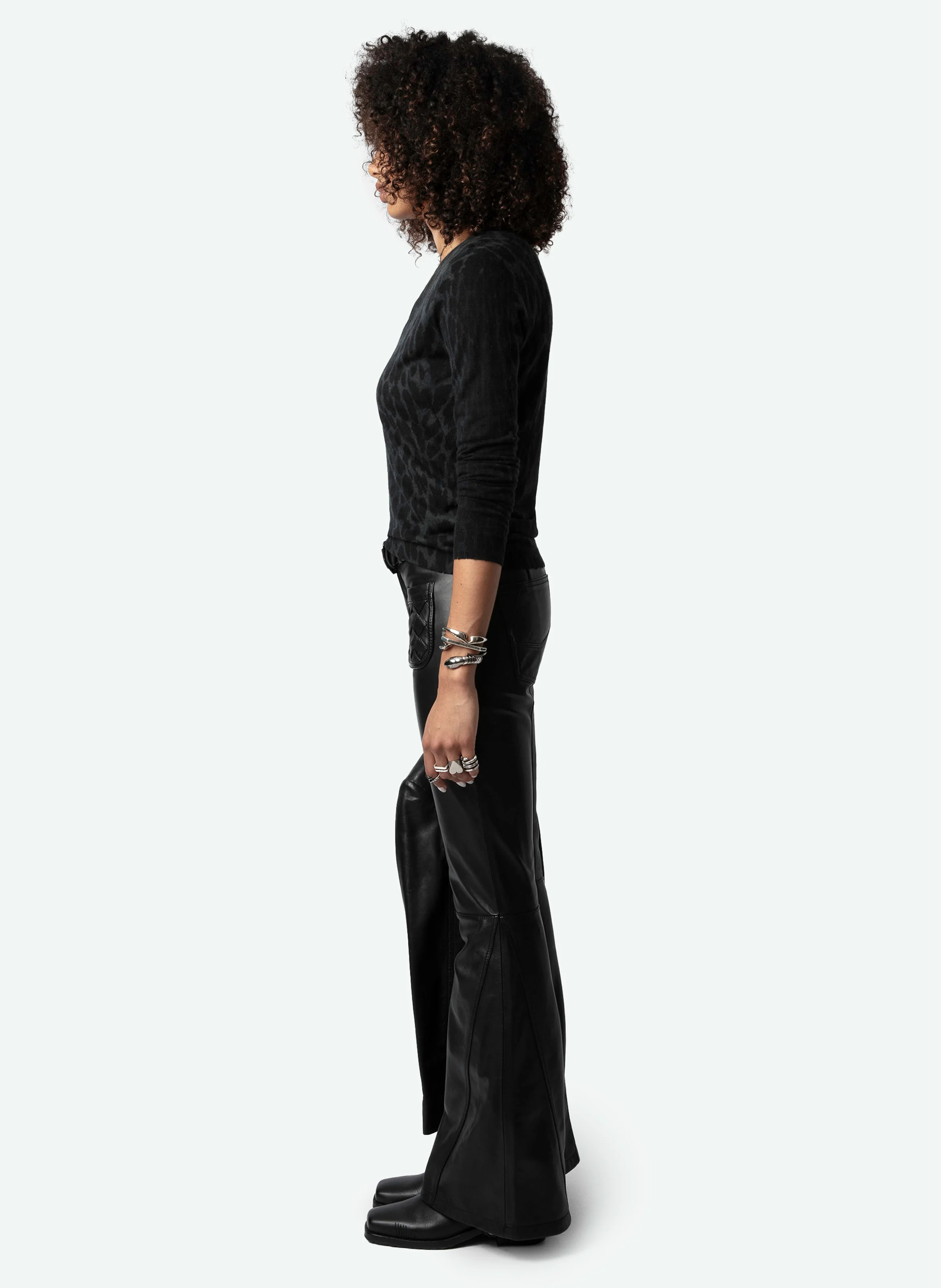 RIVY - Pull droit imprimé en cachemire| Vert