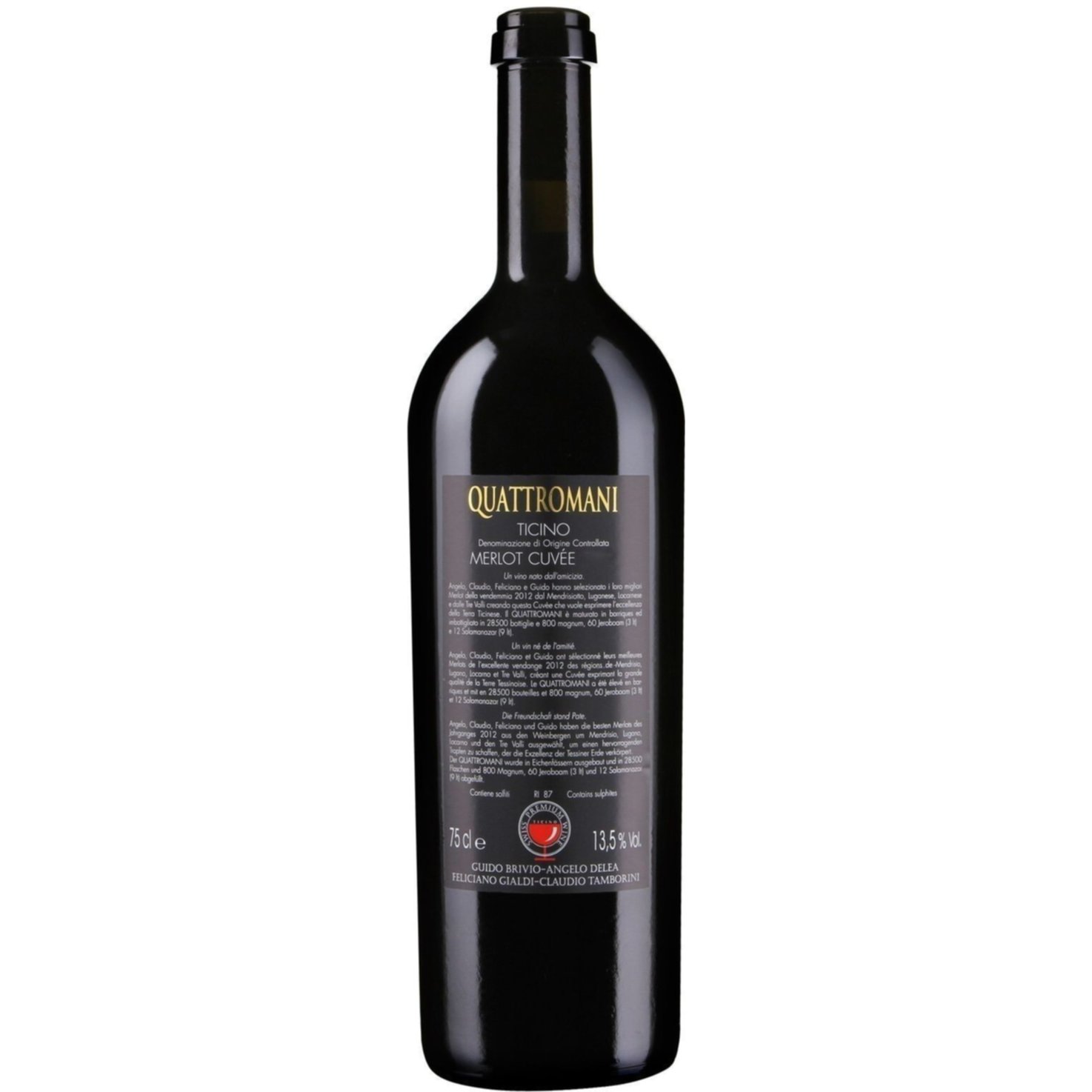 Ticino DOC Merlot Quattromani -75cl