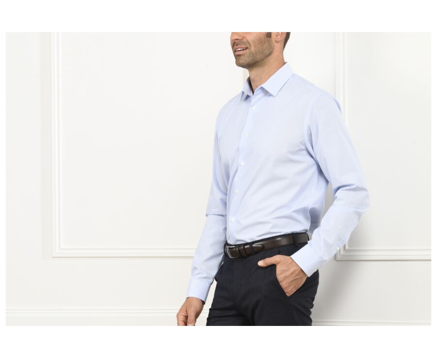 Chemise blanche à rayures bleues - ANSELME