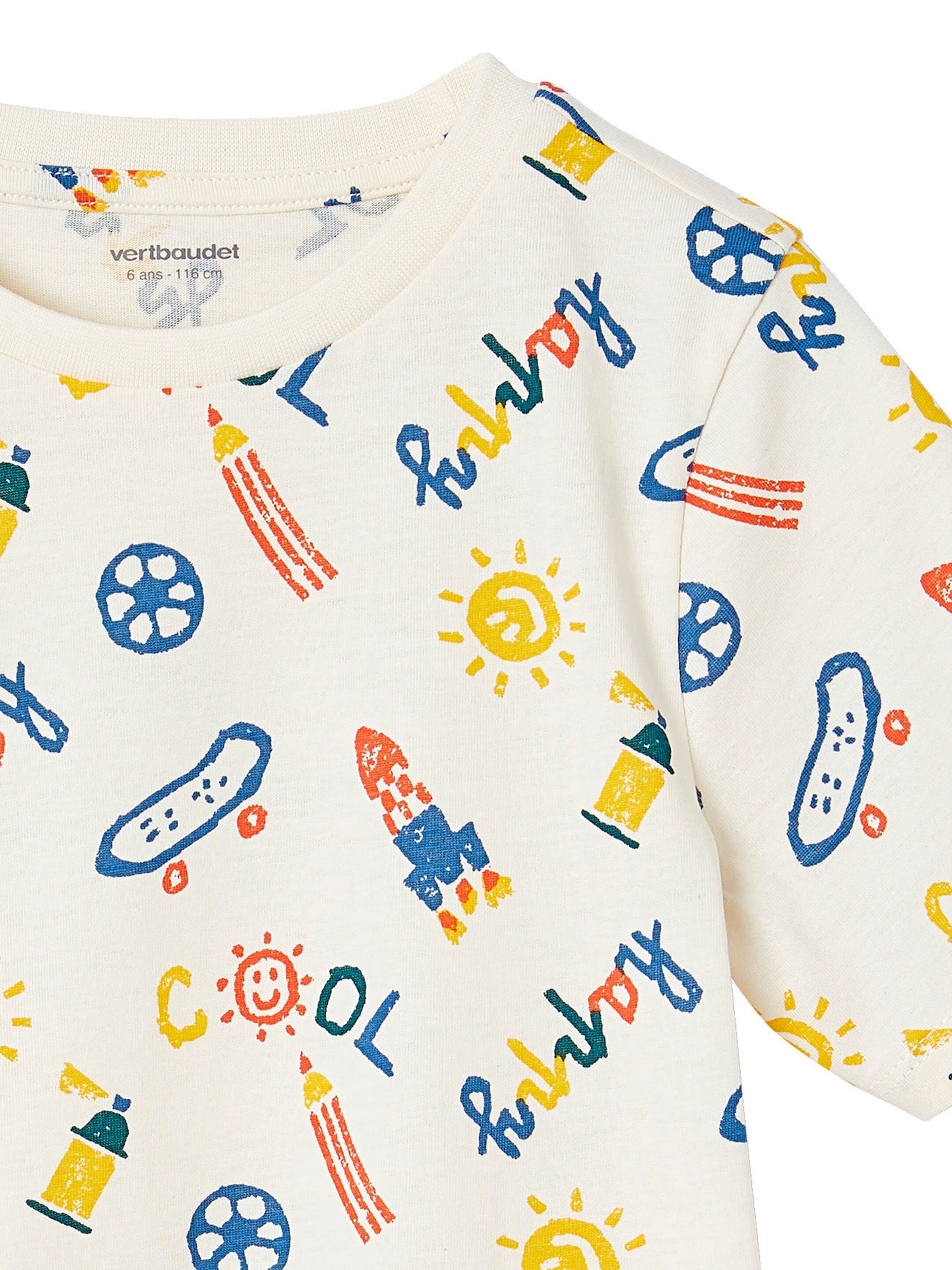Vertbaudet 2er-Pack Jungen Sommer-Schlafanzüge COOL mit Recycling-Baumwolle wollweiß
