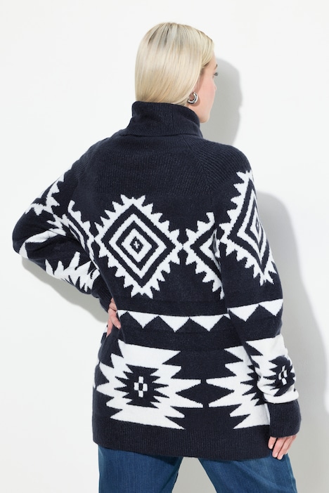 Pullover, grafisches Muster, Rollkragen, Langarm
