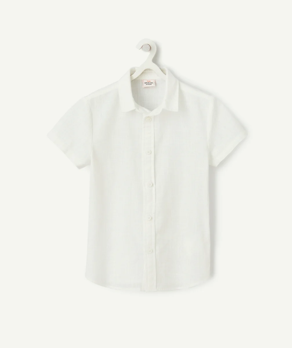 chemise manches courtes garçon en coton bio blanche
