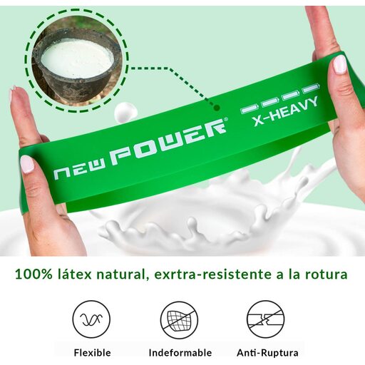 Faixas elásticas Newpower para fitness, feitas de látex natural, com altíssima resistência.