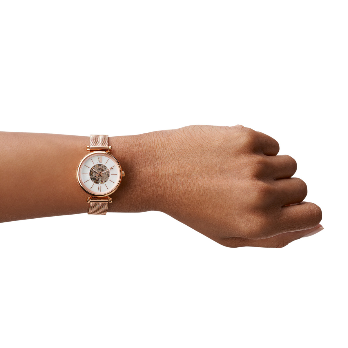 Montre FOSSIL femme automatique bracelet acier doré rose