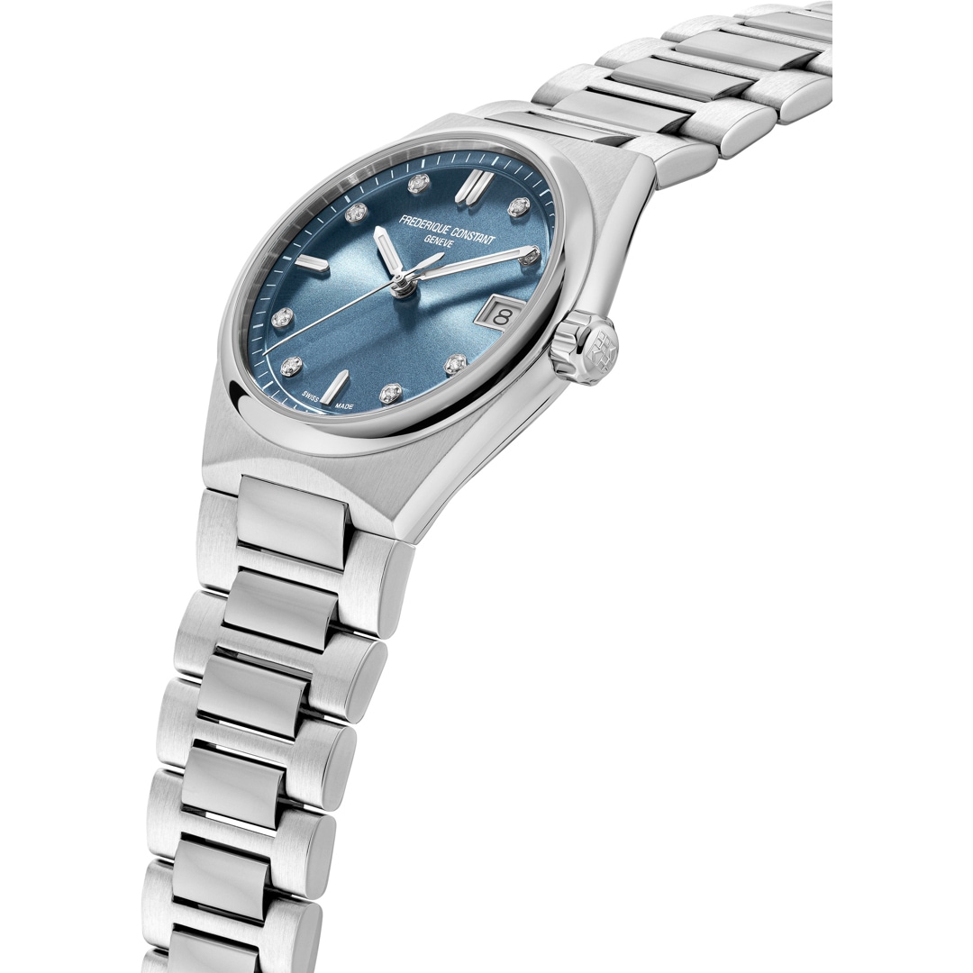 Frederique Constant Highlife Quartz Ladies Diamonds Blau