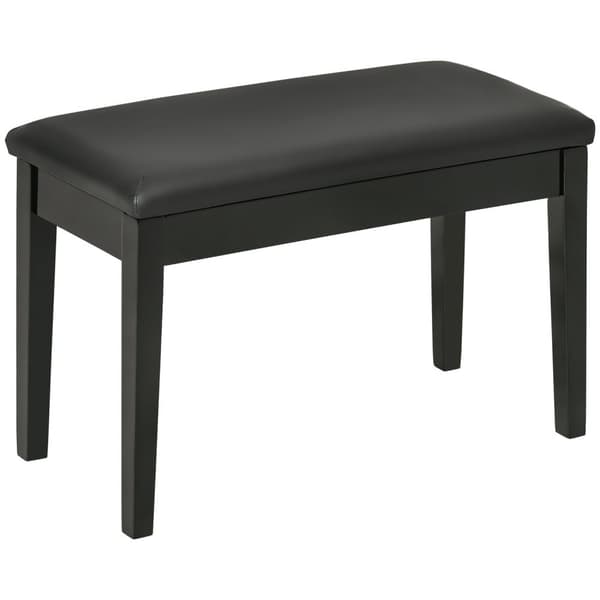 Pianobenk, Høydejusterbar Pianokrakk Med Skjult Oppbevaringsplass, Pianobenk Med Skinnpute, Svart, 75 X 35 X 49 Cm