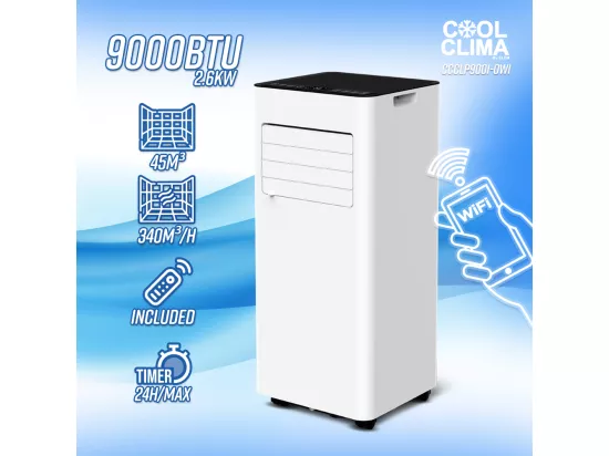 Climatiseur mobile 9000BTU - 2.6KW avec télécommande et fonction Wifi