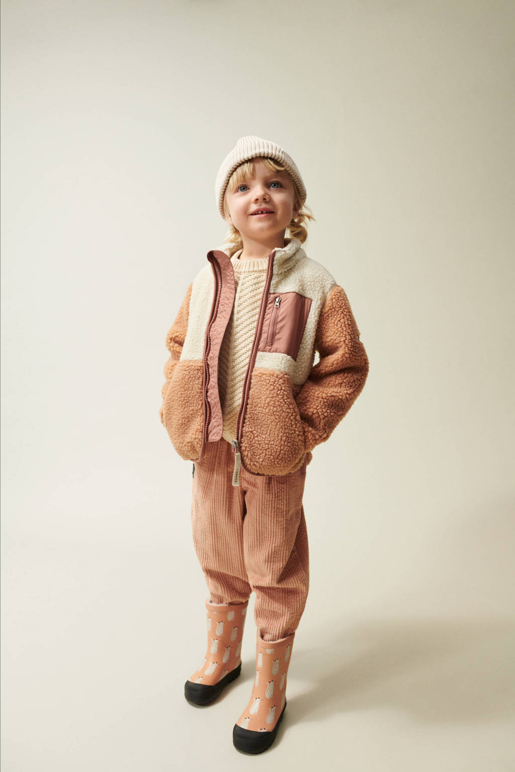Liewood teddy tussenjas Nolan roze/wit