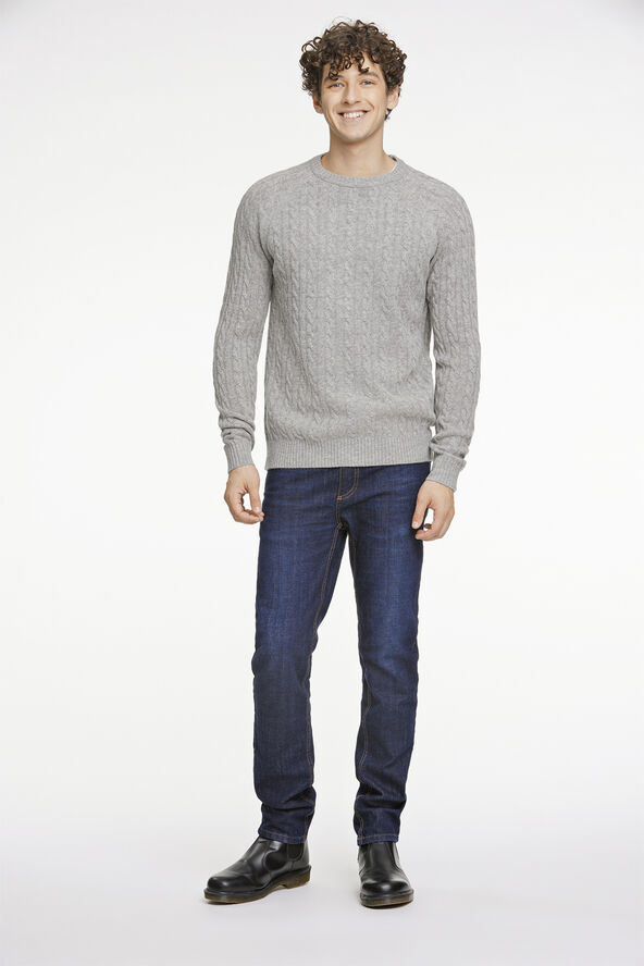 Lindbergh Lambswool raglan cable o-neck Mid grey mel