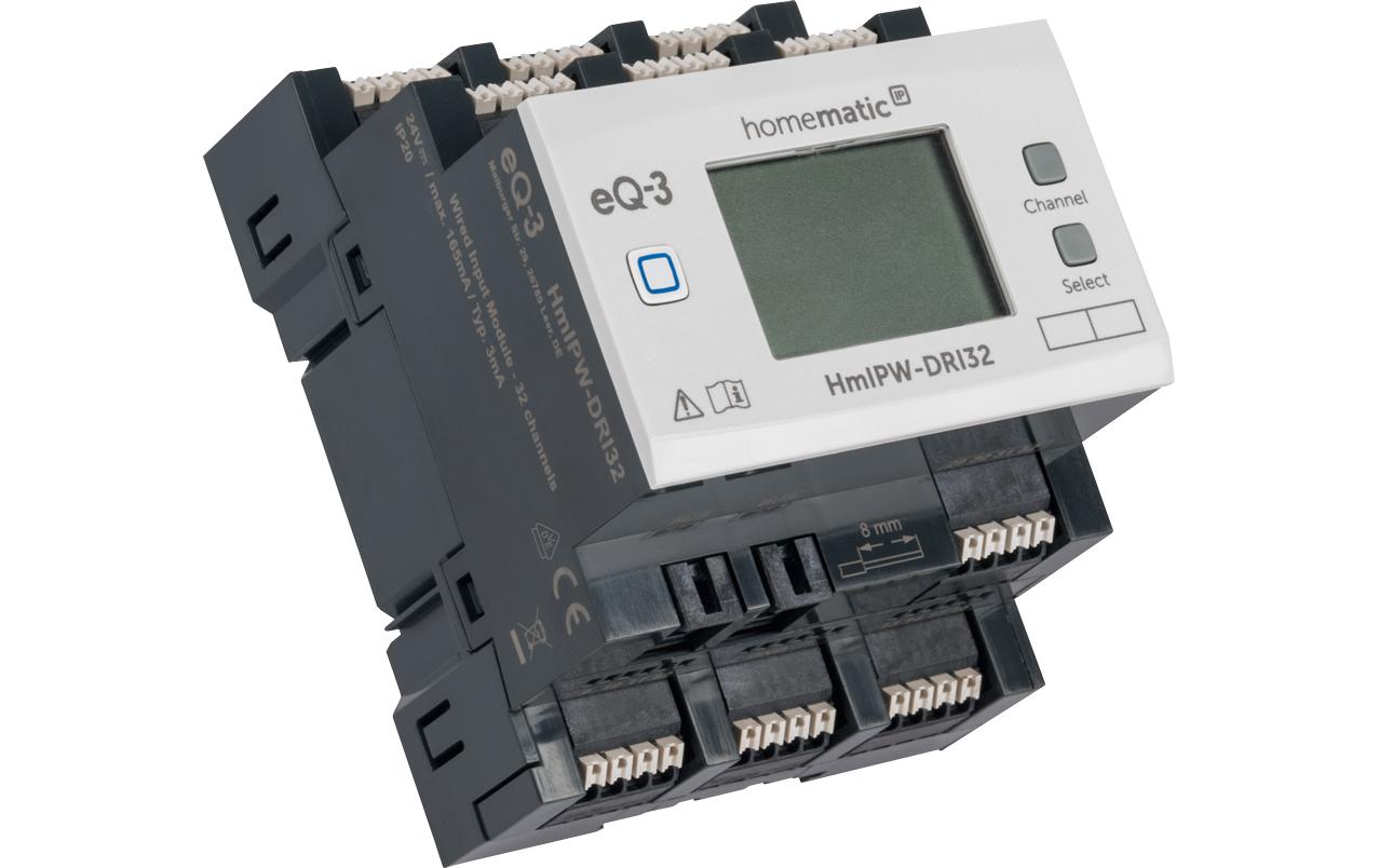 Smart Home Wired Eingangsmodul 32-fach<br>Verbindung konventioneller Schalter, Taster und Kontakte mit dem Homematic Wired System – HmIPW-DRI32