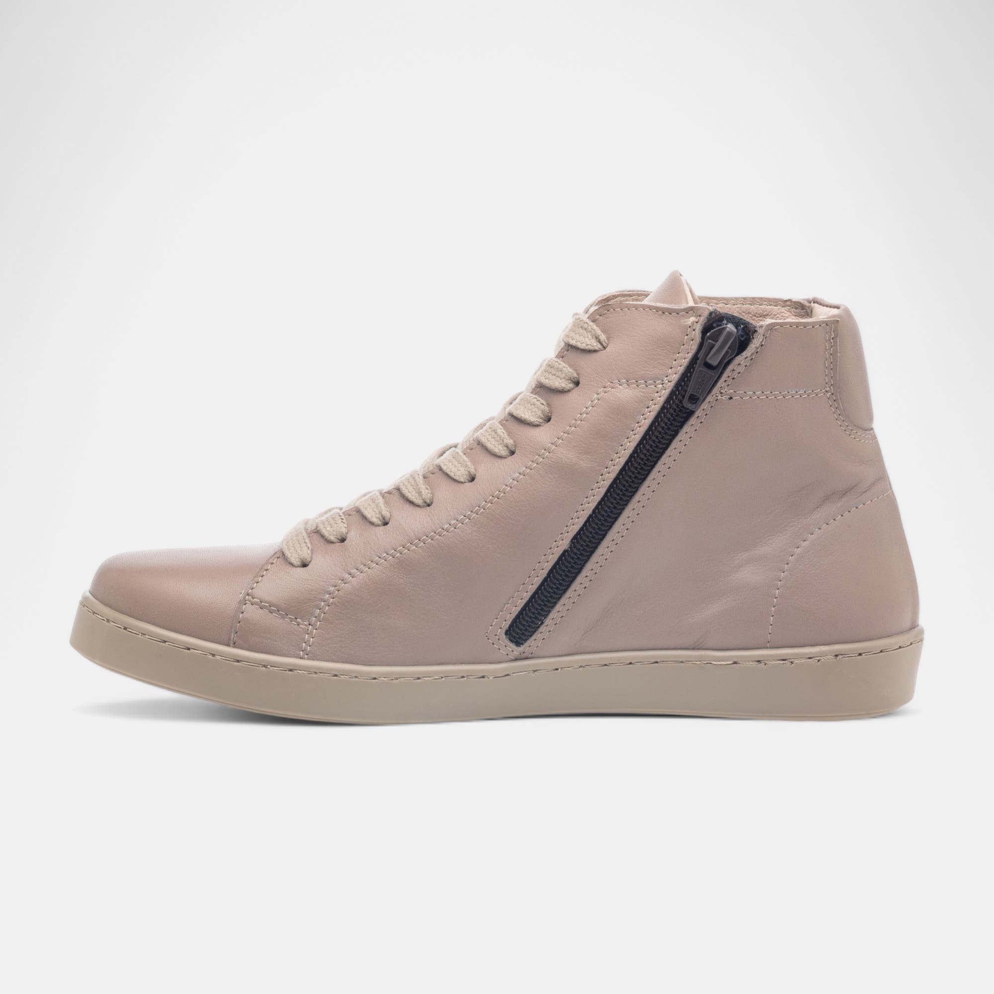 Bottines à lacets Femme en cuir beige