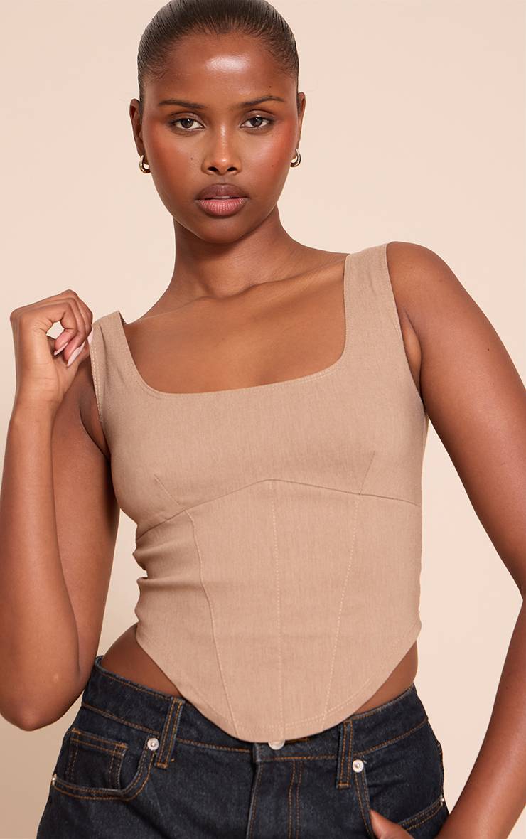 Champignon Top Corset Tissé Extensible À Encolure Carrée