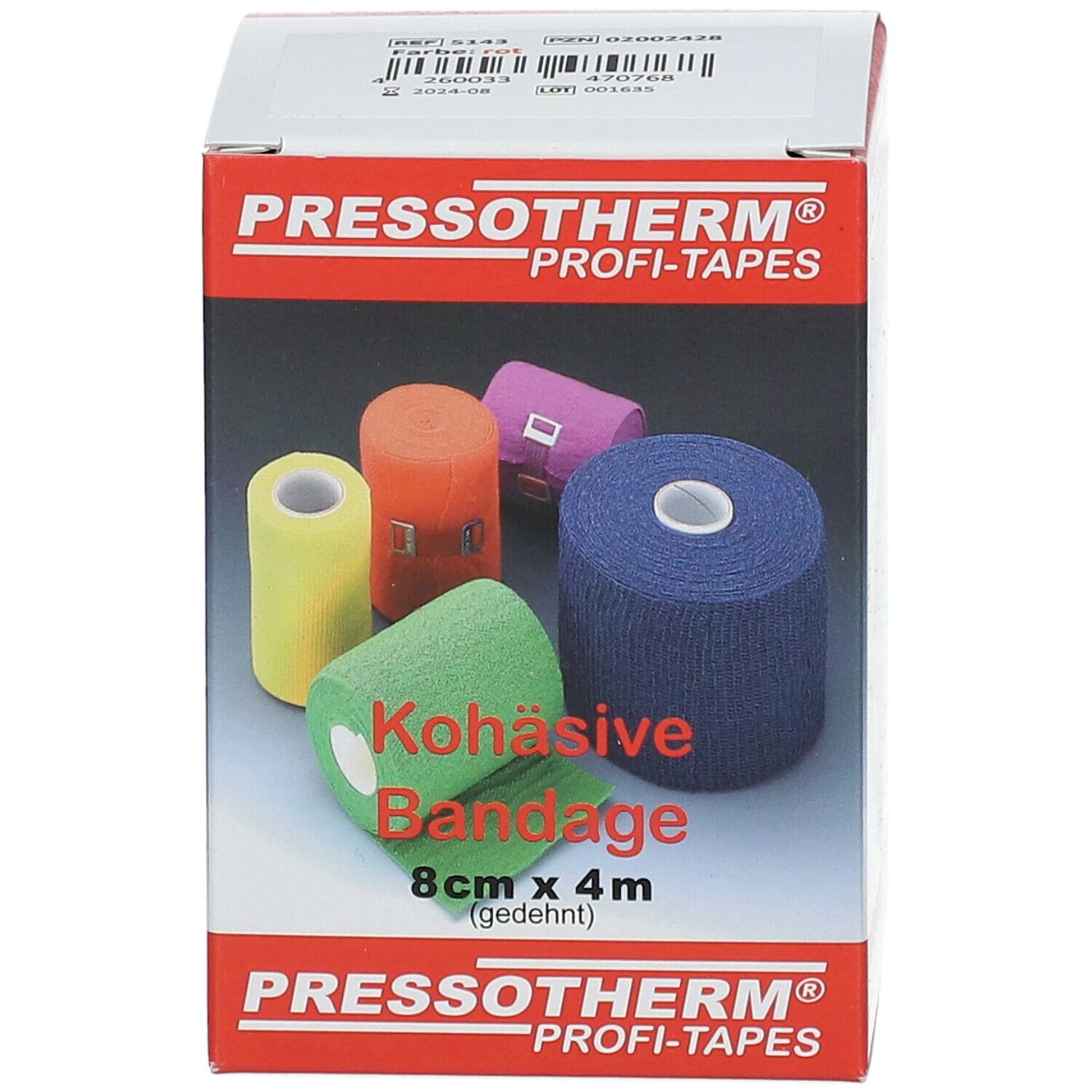 Pressotherm® Kohäsive Bandagen 8 cm x 4 m rot