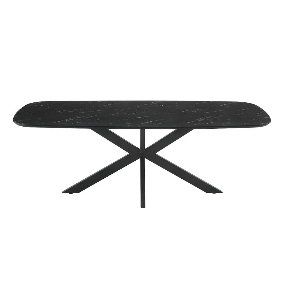 Eettafel Deens Ovaal - Zwart Hout - 220x100x76cm - Marco