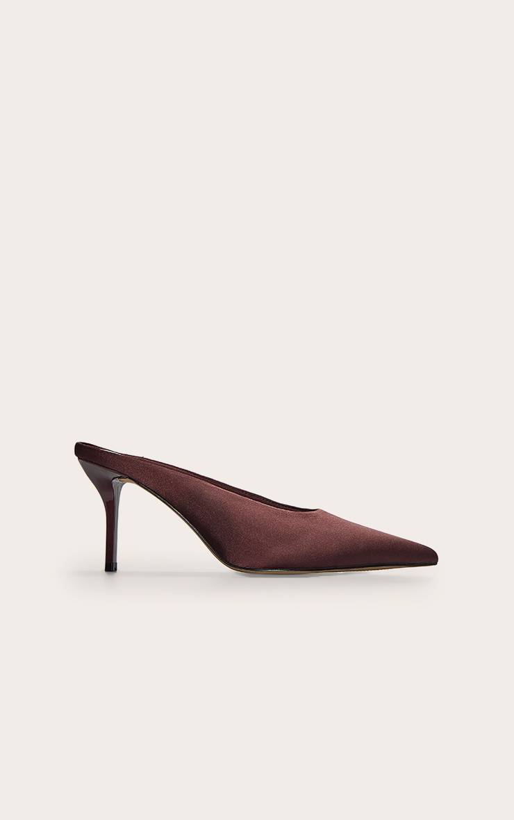 Chocolat Mules À Talons Aiguilles Mi-hauts Bout Pointu En Tressage Naturel