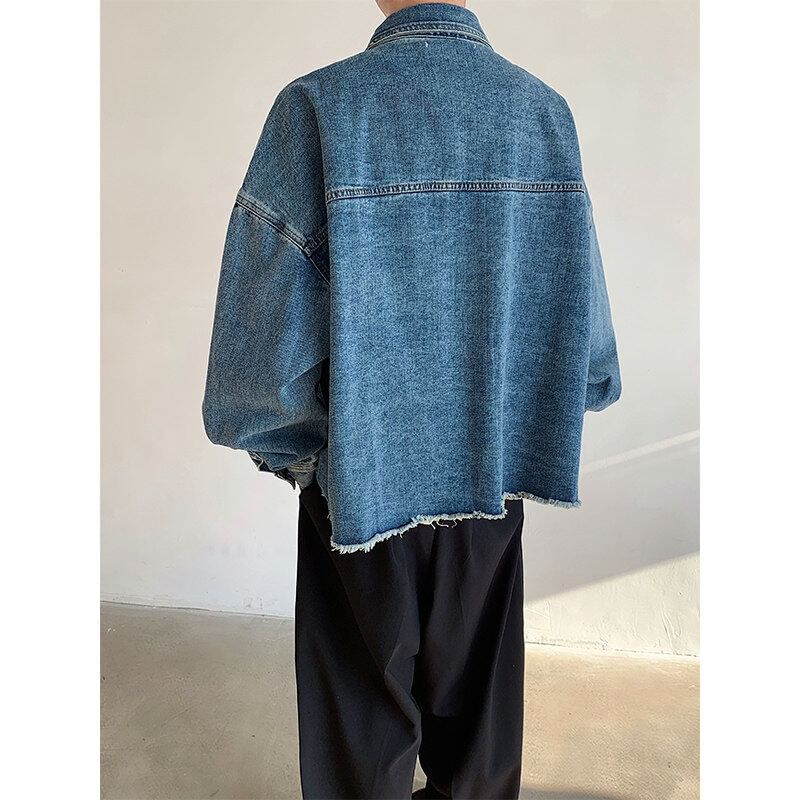 Freehop - Denim jasje met verlaagde schouders, zak aan de voorkant en gewassen wassing