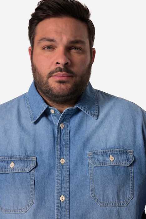 John F. Gee Jeanshemd, Langarm, Kentkragen, Modern Fit, bis 8 XL