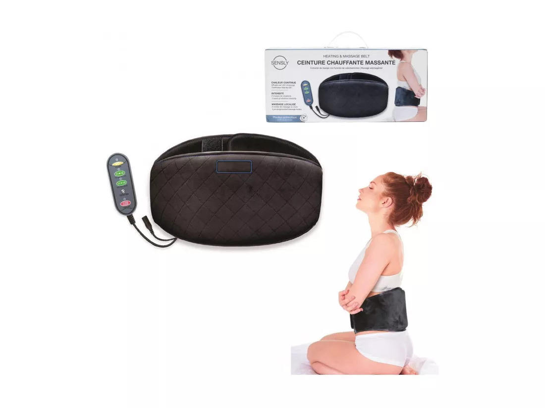 Ceinture - Chaleur et massage - L 114 cm x L 21 cm - Noir