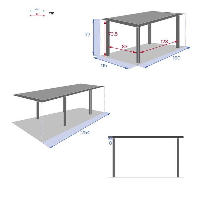 Table de jardin extensible ALLURE Effet bois muscade & Graphite