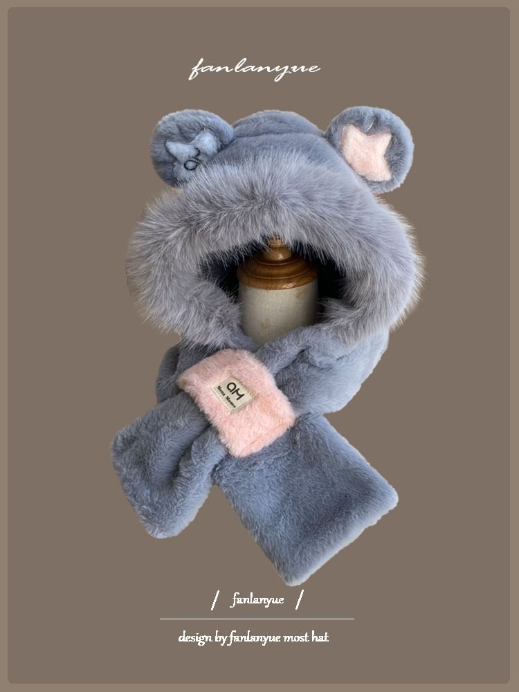 Zaalouk - Bear Ear Fluffy Hooded Scarf