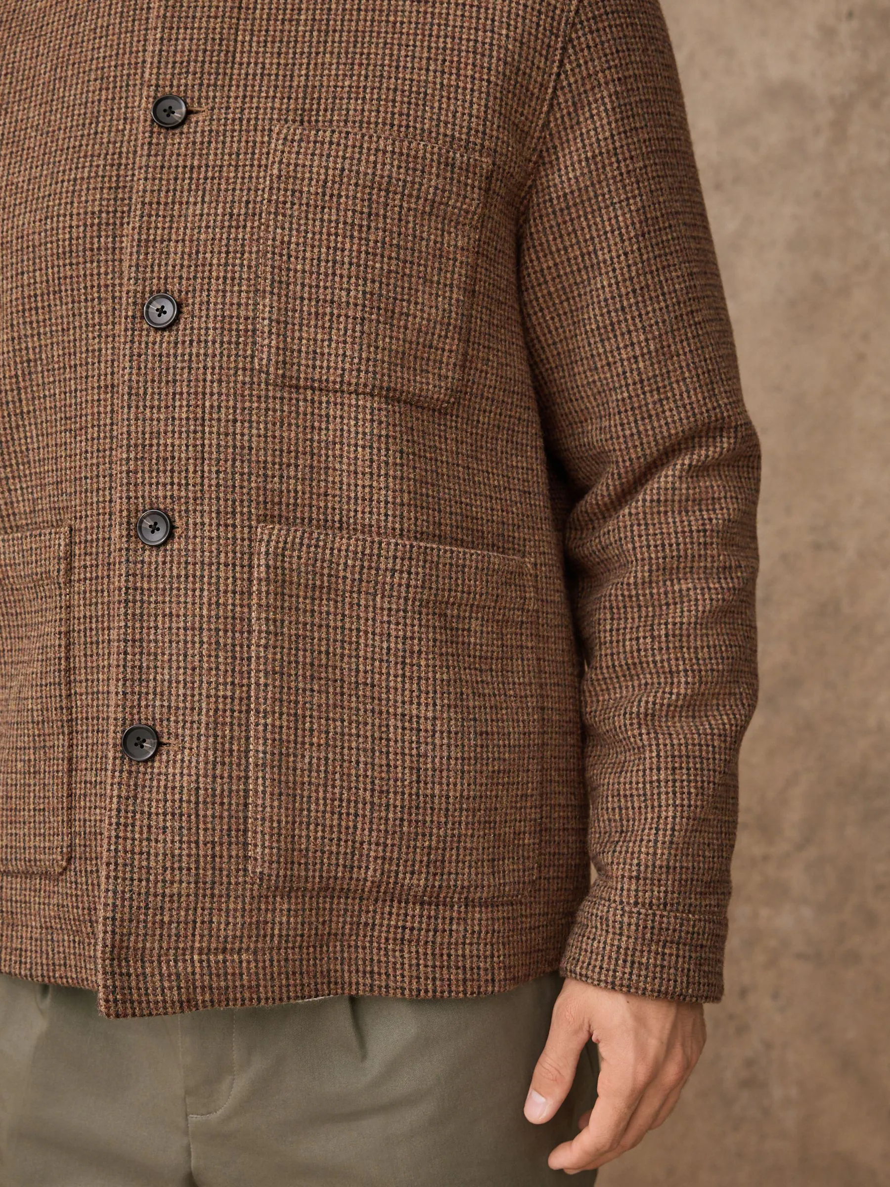Multi - Textuur Houndstooth Chore Jack Met Wol