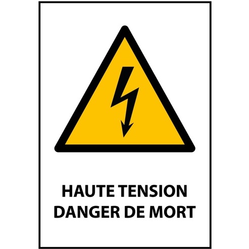 Panneau danger - Haute Tension Danger de Mort - W012 - ISO 7010