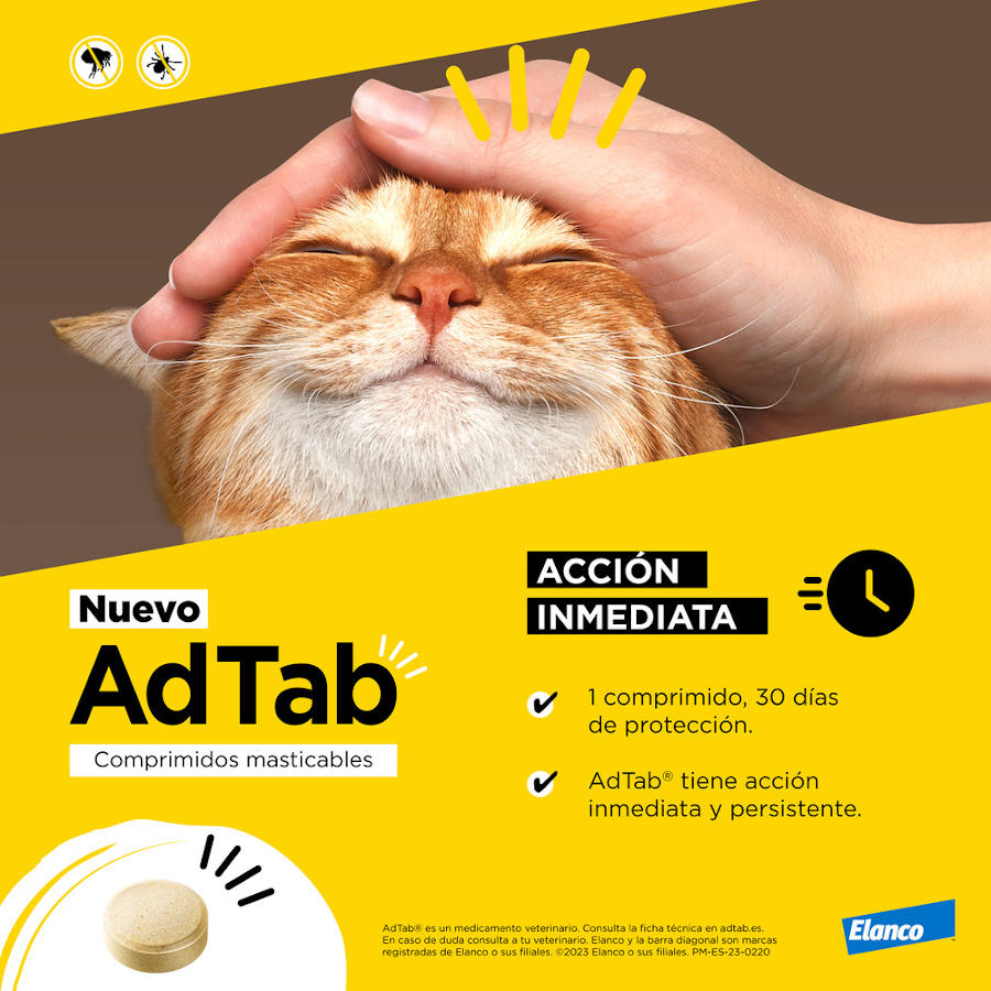 Comprimidos antiparasitários mastigáveis AdTab para gatos