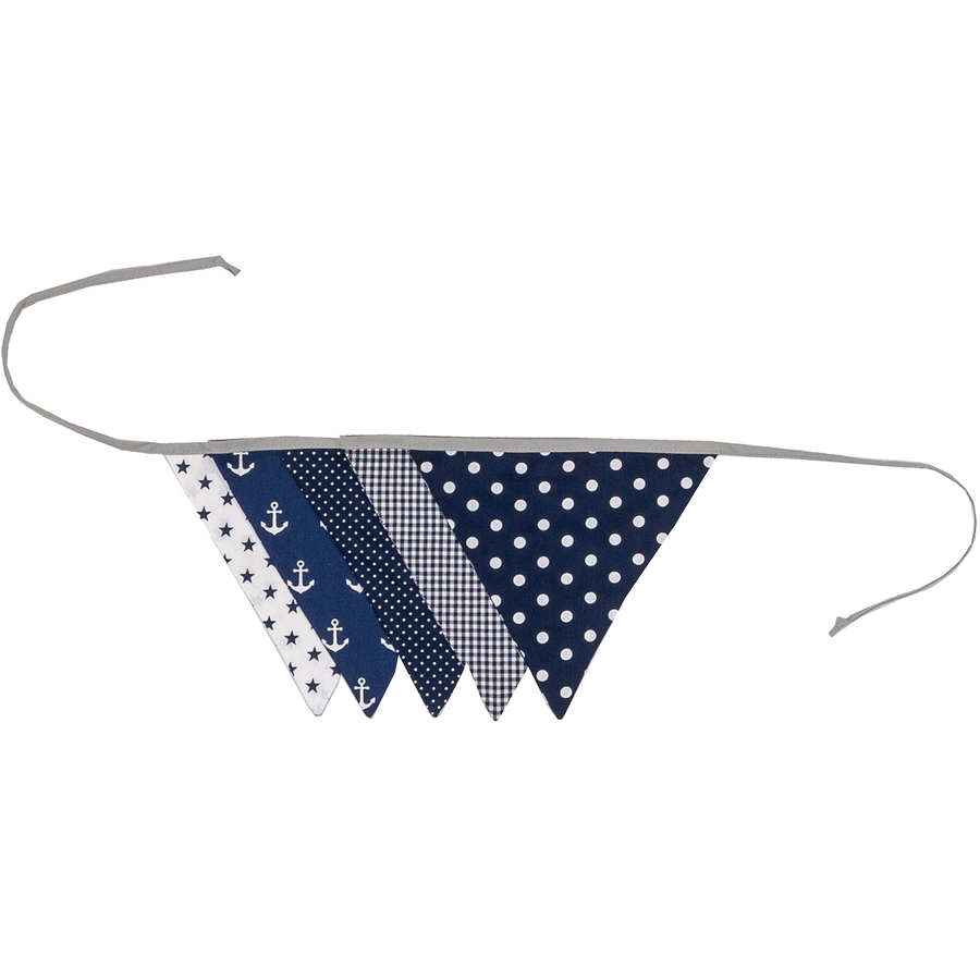 Ullenboom Wimpelkette & Stoffgirlande 190 cm (5 Wimpel) Anker Blau