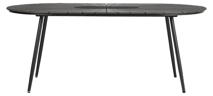 Havebord ovalt sort/brun 195 x 102 cm
