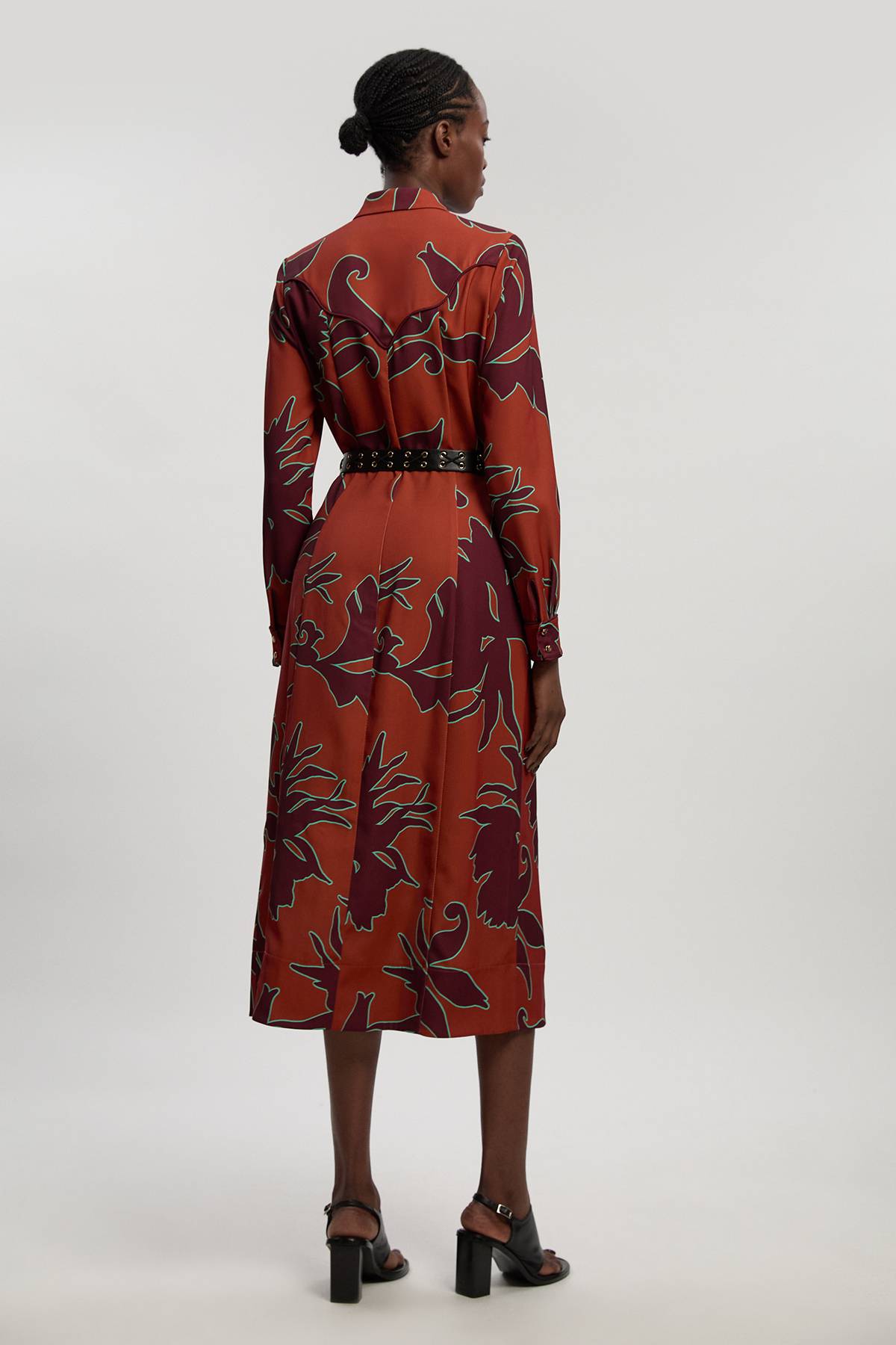 KarenMillen Robe Chemise Midi Imprimée Western En Sergé Tissé