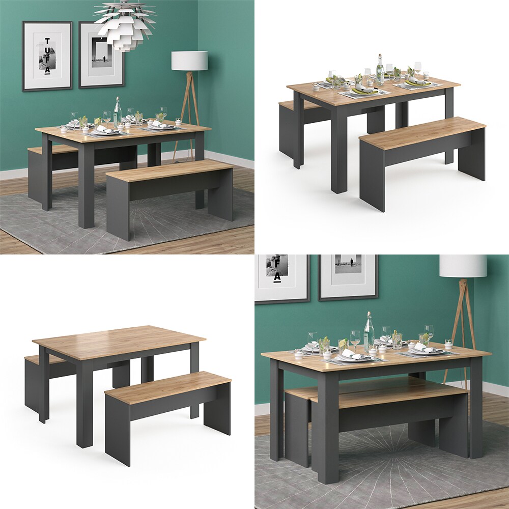 Vicco Tischgruppe Sitzgruppe Esszimmer Sentio Esstisch Küche Tisch Anthrazit