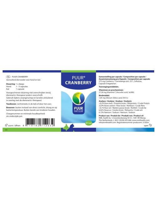 Puur Natuur Cranberry - Supplement - Blaas - Urine - 90 caps