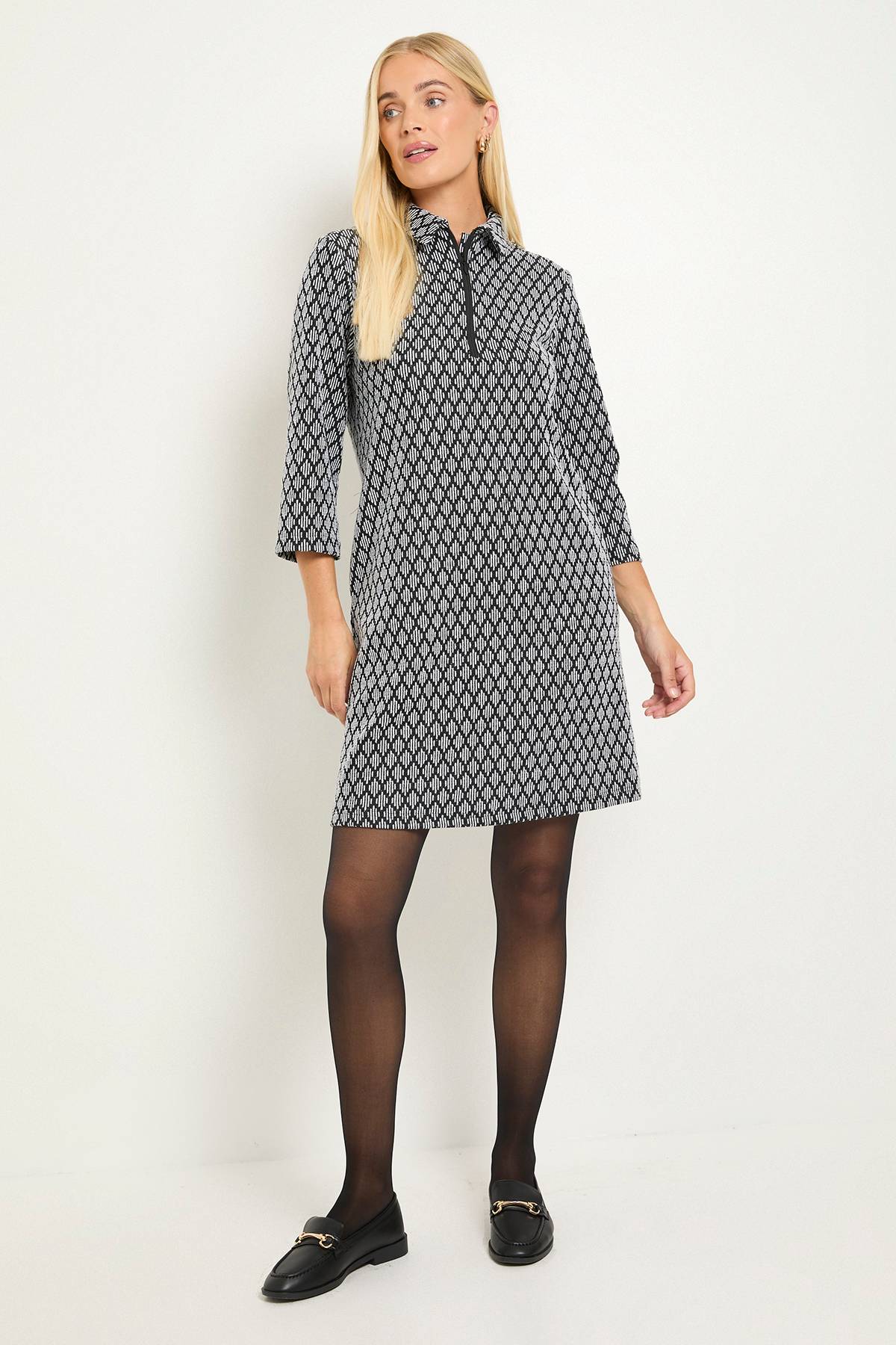 Wallis Robe Droite Zippée En Ponte Jacquard Géométrique Petite Taille