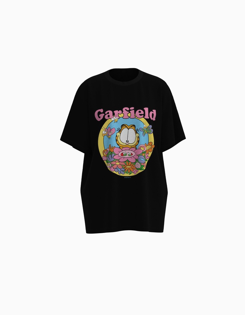 Camiseta oversized de manga curta com estampa do Garfield