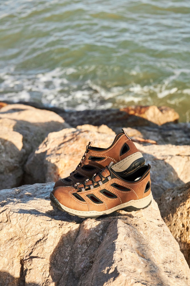 Rieker Slipper  Trekking Schuh, Sandale, Sommerschuh mit praktischem Gummizug
